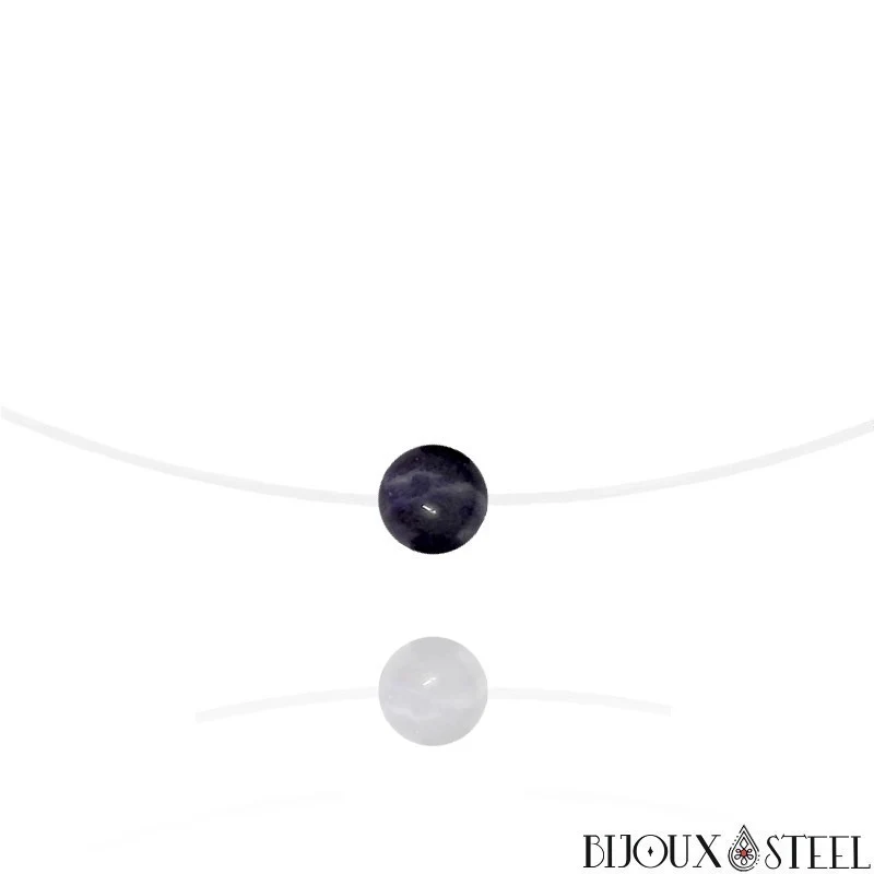 Collier à perle de sodalite sur fil de nylon
