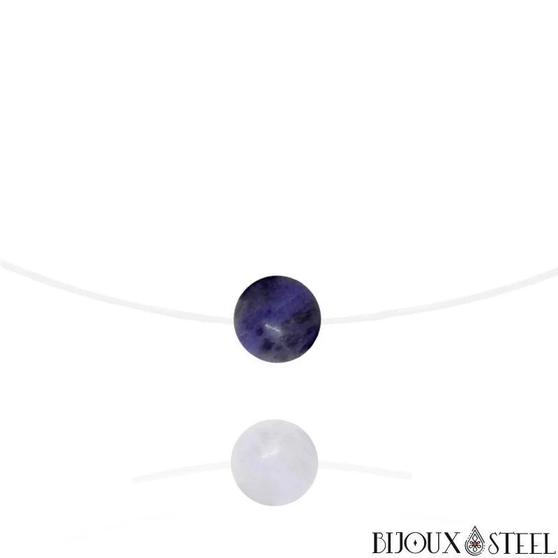 Collier à perle de sodalite sur fil de nylon