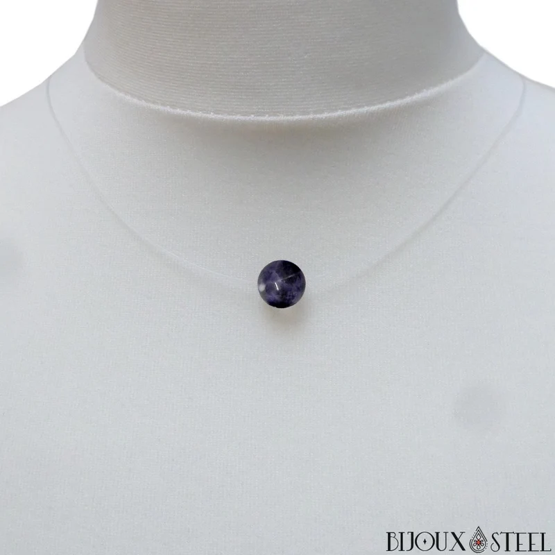 Collier à perle de sodalite sur fil de nylon