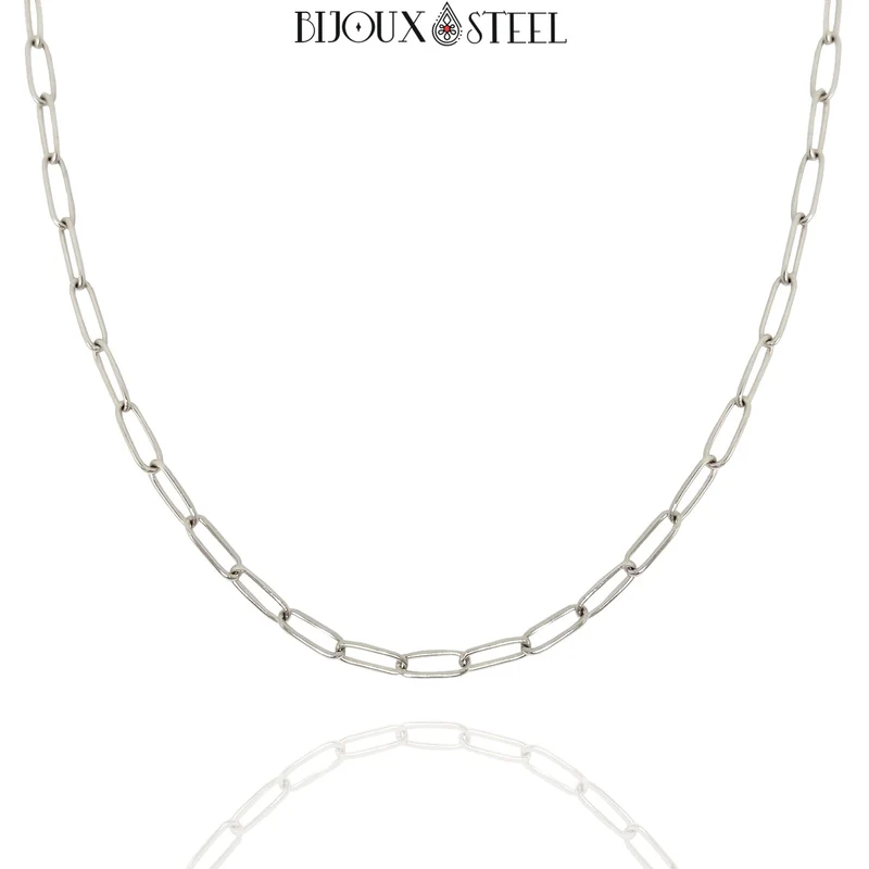 Collier chaîne trombone en acier inoxydable