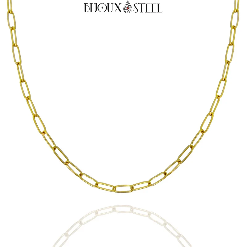 Collier chaîne trombone en acier inoxydable