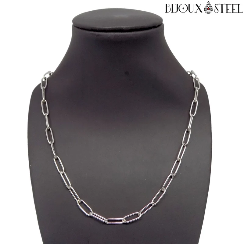 Collier chaîne trombone en acier inoxydable