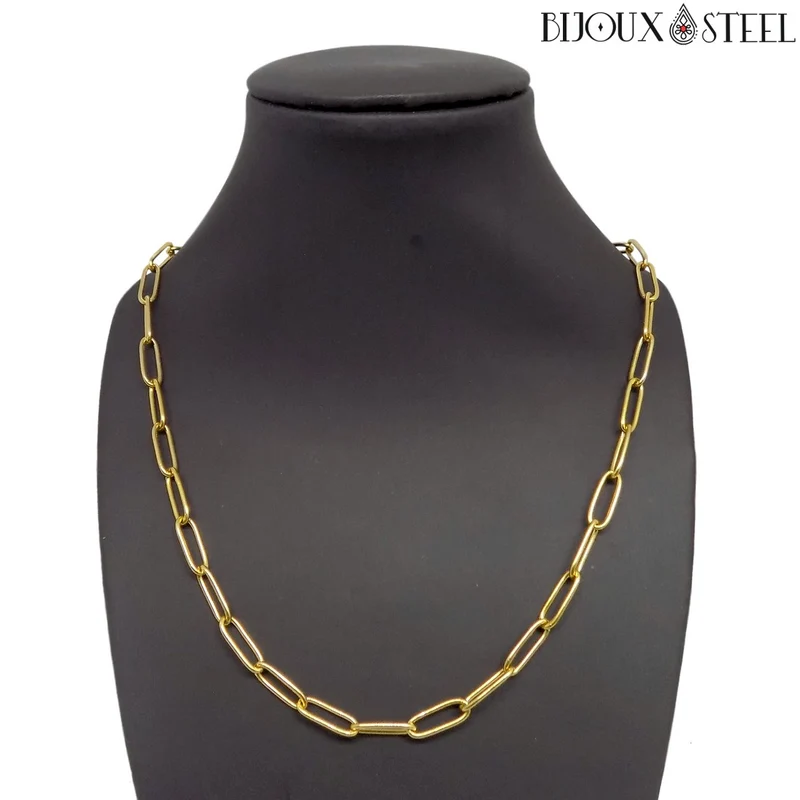 Collier chaîne trombone en acier inoxydable