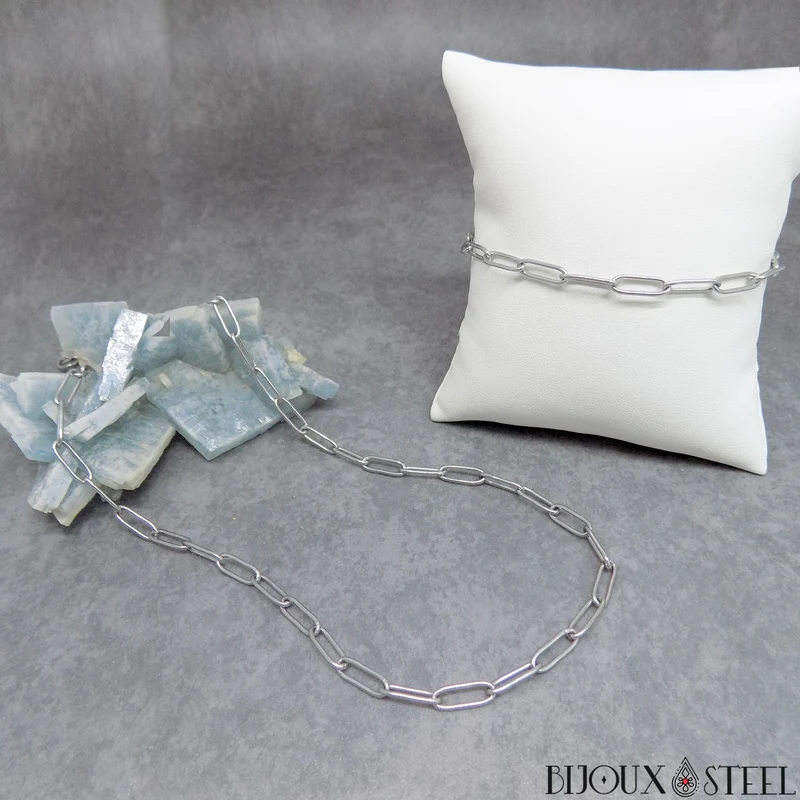 Collier chaîne trombone en acier inoxydable
