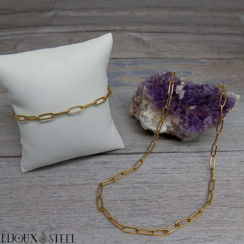 Collier chaîne trombone en acier inoxydable