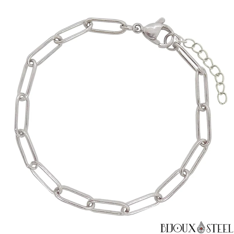 Bracelet chaîne trombone en acier inoxydable