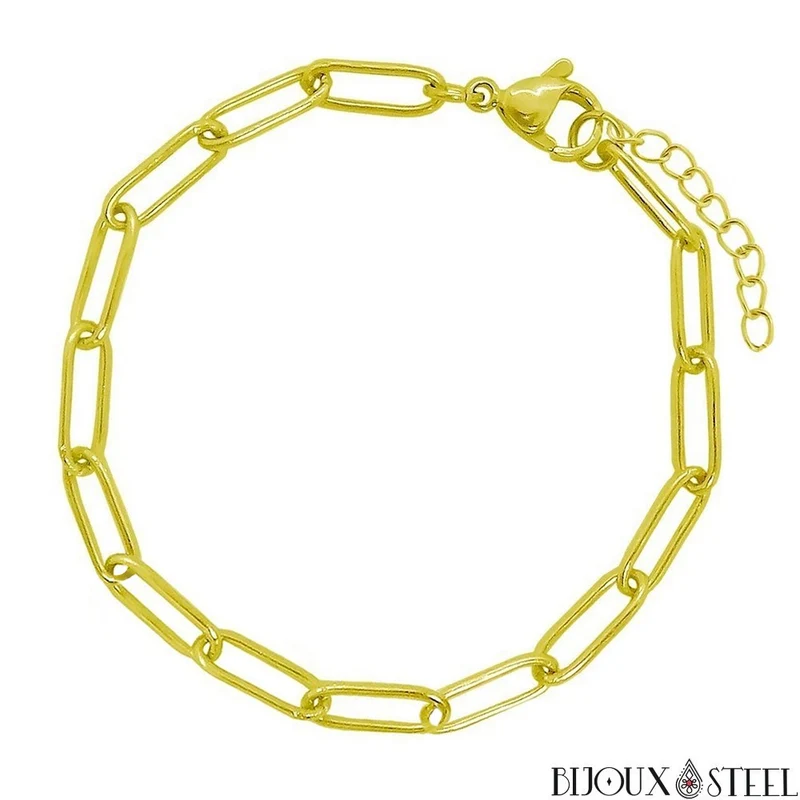 Bracelet chaîne trombone en acier inoxydable