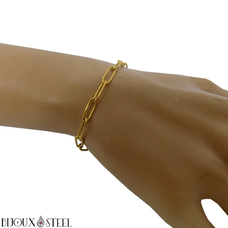 Bracelet chaîne trombone en acier inoxydable