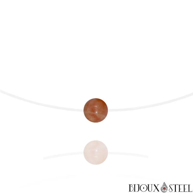 Collier à perle en pierre du soleil sur fil de nylon