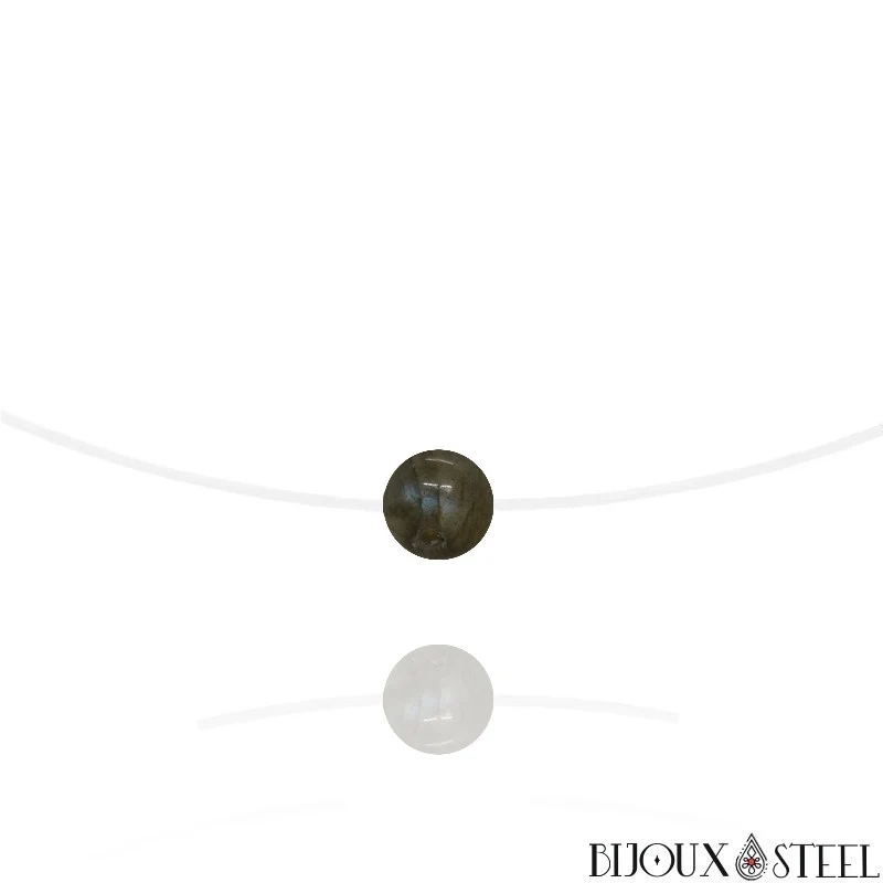 Collier à perle de labradorite sur fil de nylon