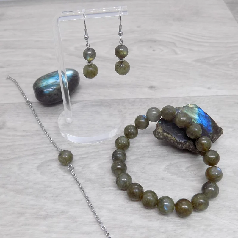Bracelet en perles de labradorite 10mm