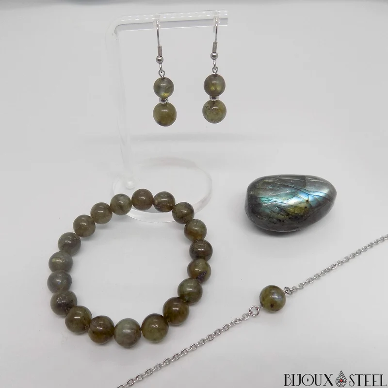 Bracelet en perles de labradorite 8mm
