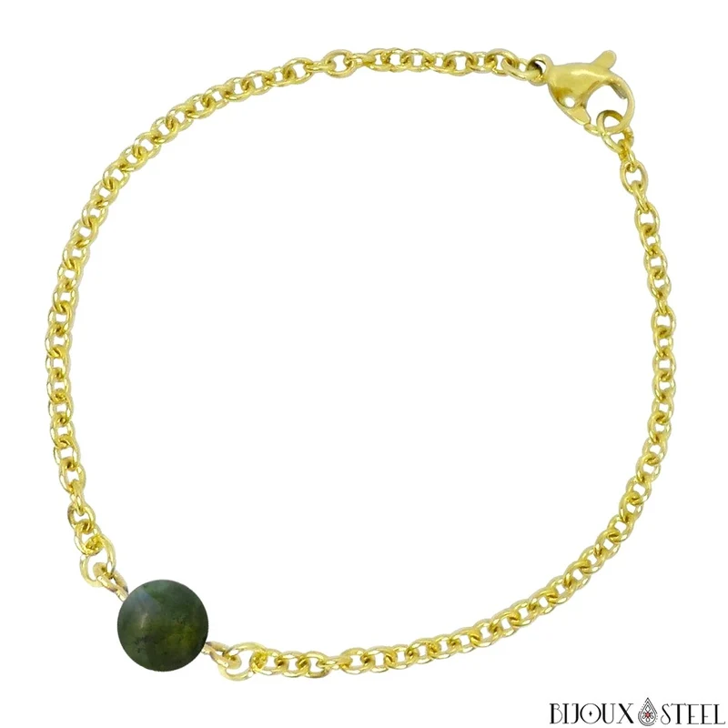 Bracelet à perle de labradorite en acier inoxydable
