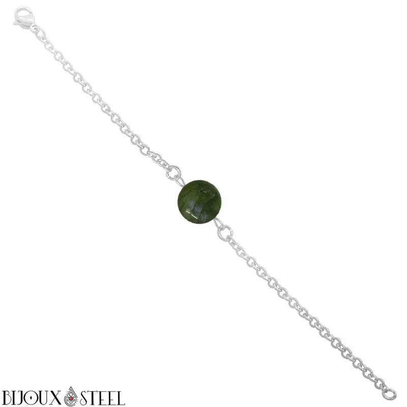 Bracelet à perle de labradorite en acier inoxydable
