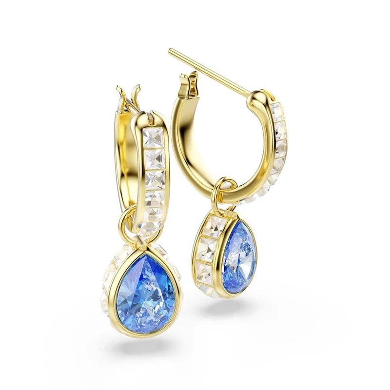 Swarovski Boucles d'oreilles créoles Chroma Gold avec cristaux bleus 5757815