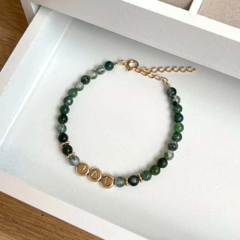 Bracelet "Galia" Agate mousse plaqué or