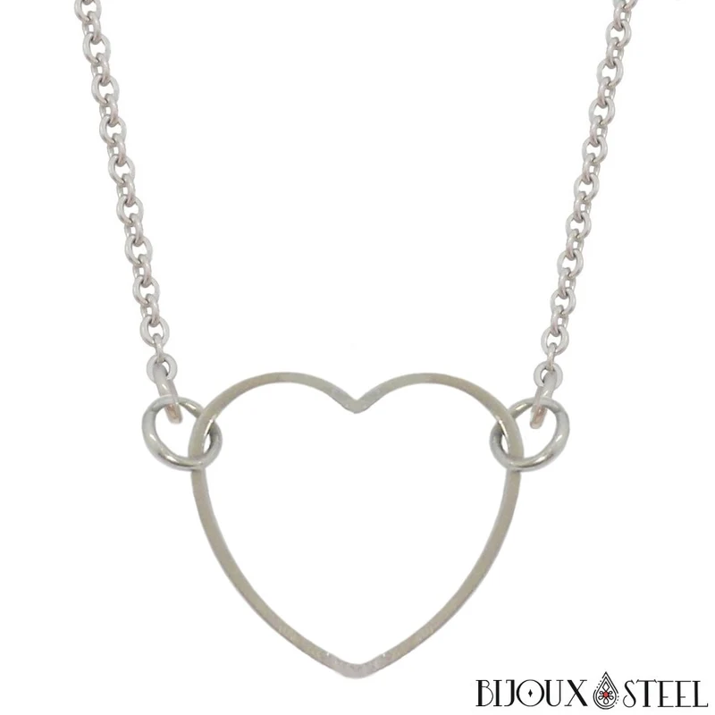 Collier coeur en acier inoxydable