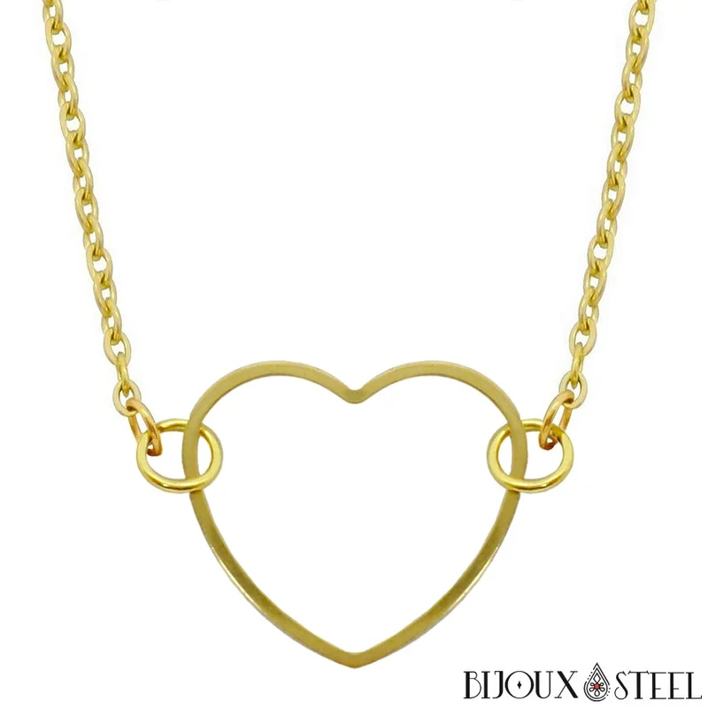 Collier coeur en acier inoxydable