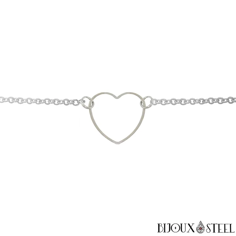 Collier coeur en acier inoxydable