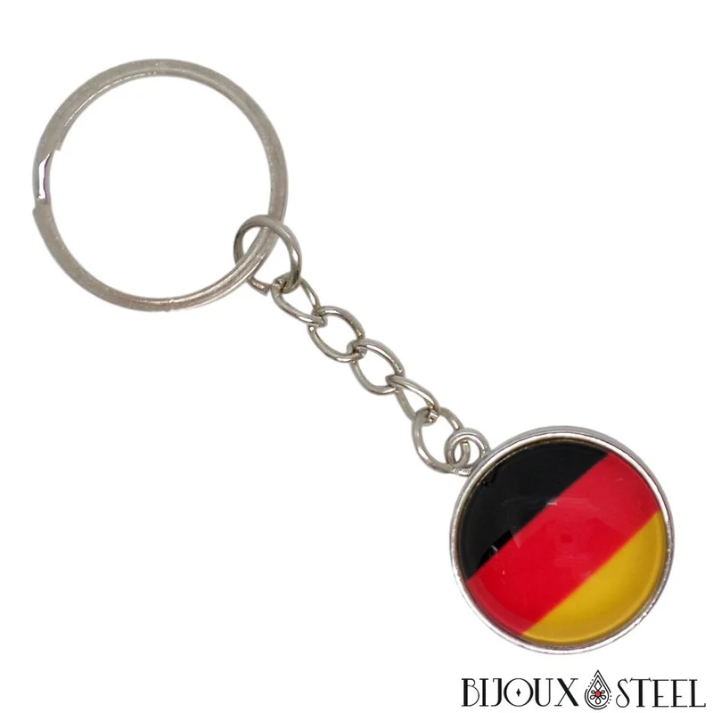 Porte-clés drapeau de l'Allemagne argenté