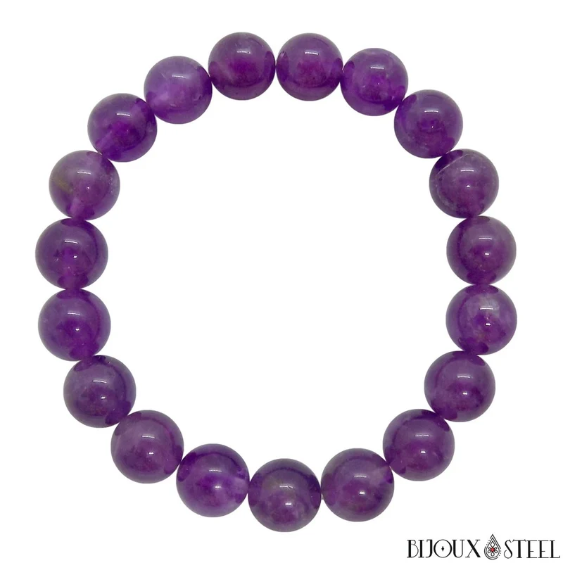 Bracelet en perles d'améthyste 10mm