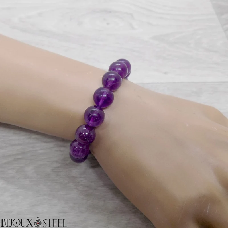 Bracelet en perles d'améthyste 10mm