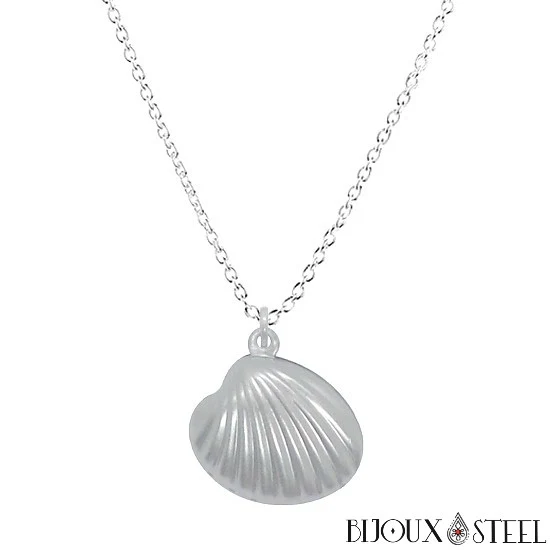 Collier à pendentif coquillage en acier inoxydable