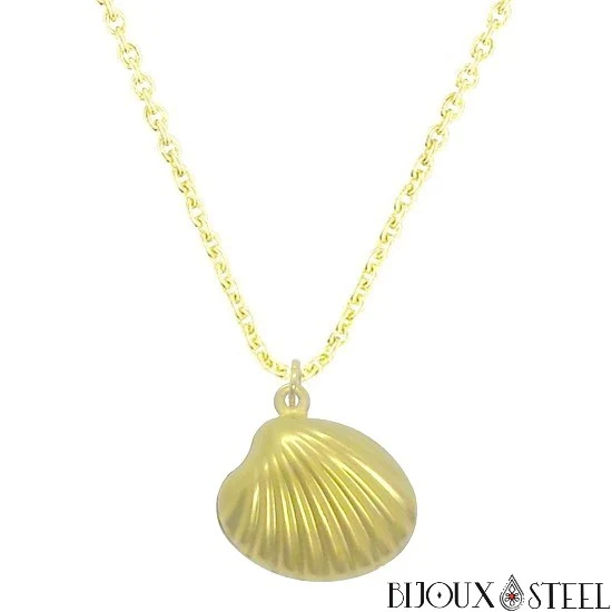 Collier à pendentif coquillage en acier inoxydable