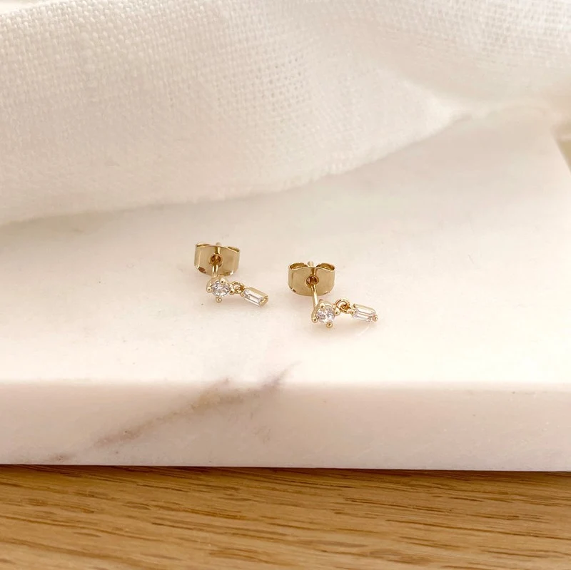 Boucles d'oreilles "Penny" blanc plaqué or