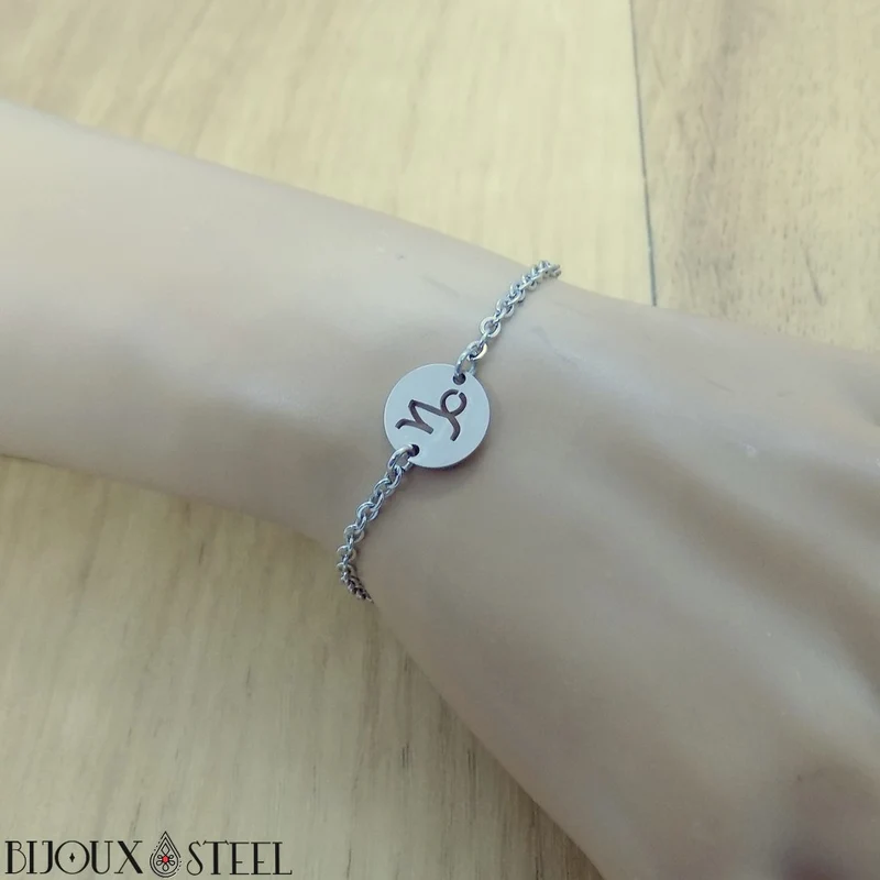 Bracelet signe astrologique capricorne en acier inoxydable
