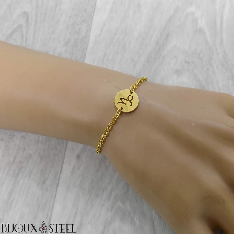 Bracelet signe astrologique capricorne en acier inoxydable