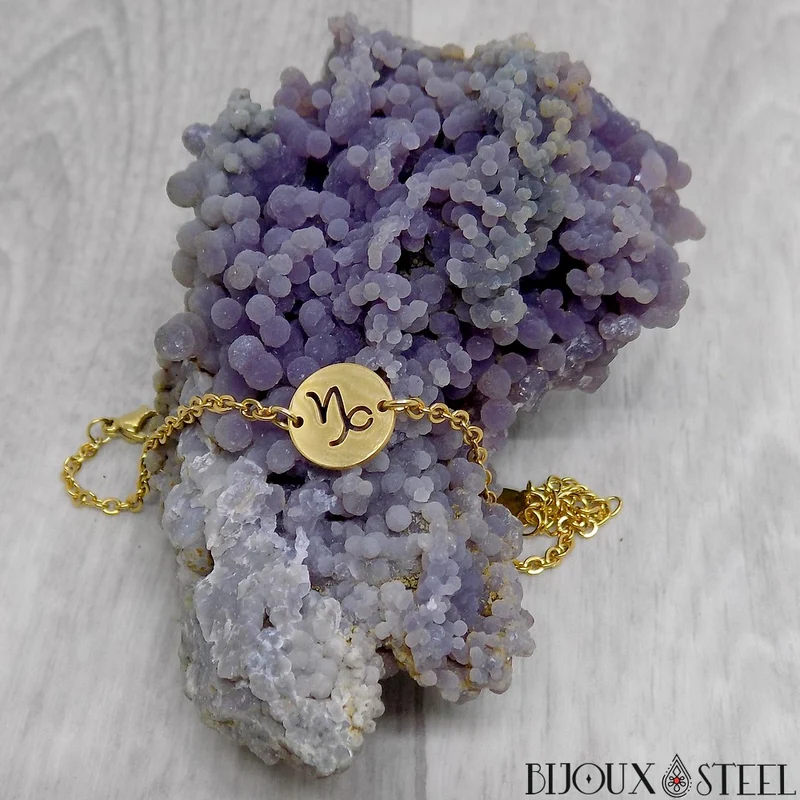 Bracelet signe astrologique capricorne en acier inoxydable