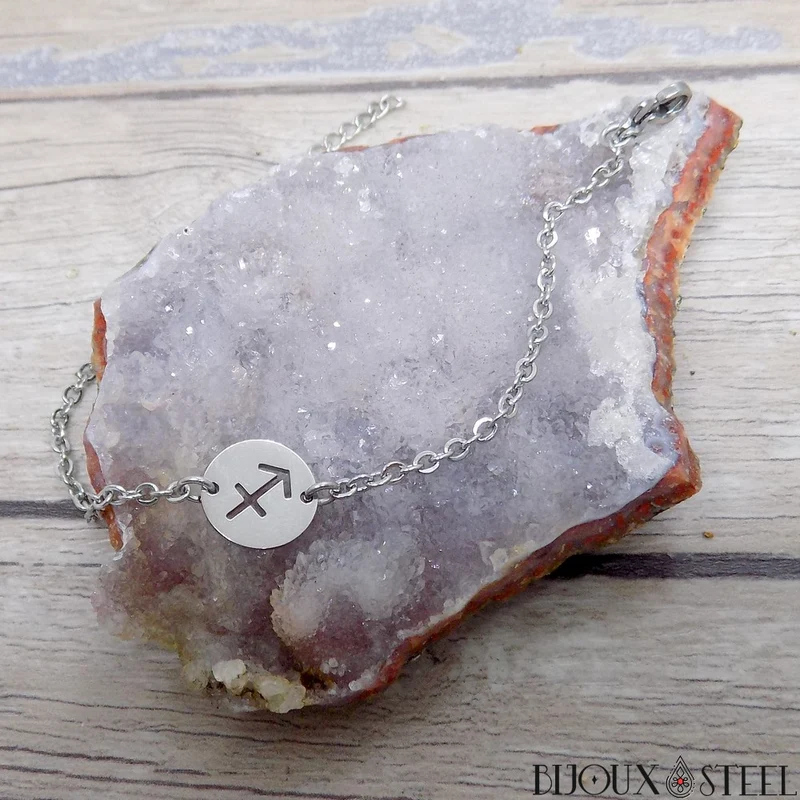Bracelet signe astrologique sagittaire en acier inoxydable