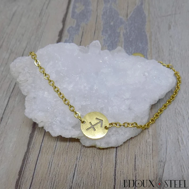 Bracelet signe astrologique sagittaire en acier inoxydable