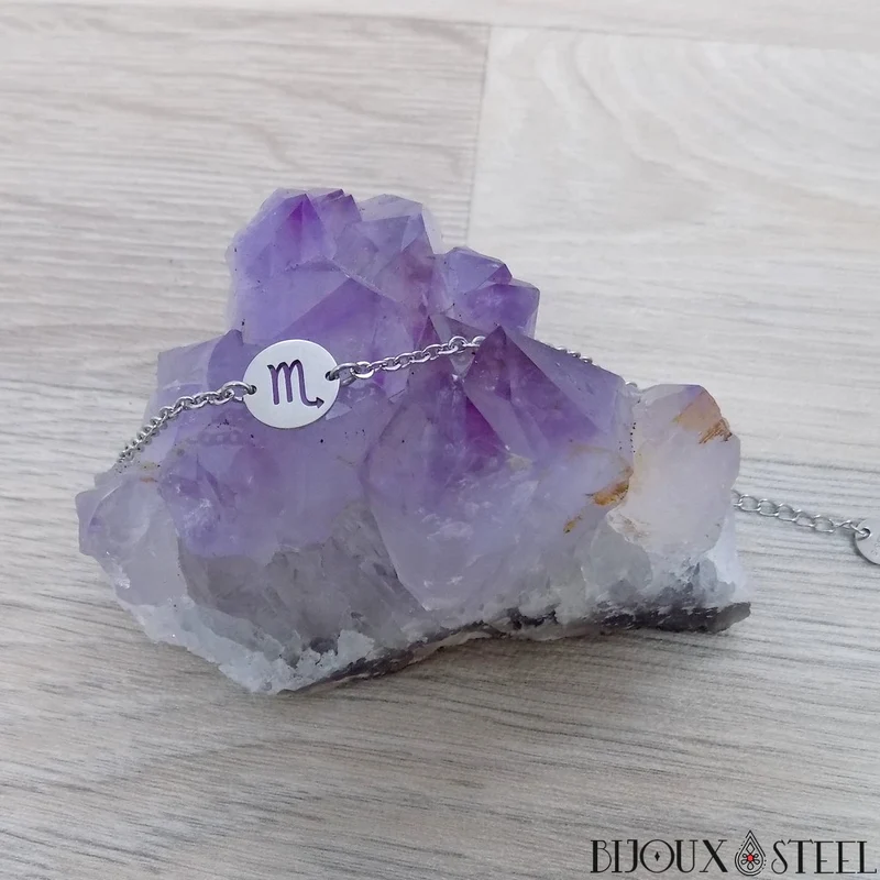 Bracelet signe astrologique scorpion en acier inoxydable