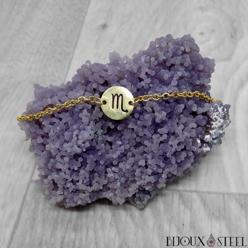Bracelet signe astrologique scorpion en acier inoxydable