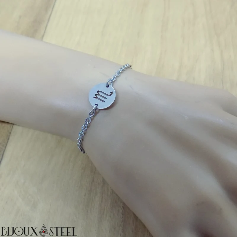 Bracelet signe astrologique scorpion en acier inoxydable