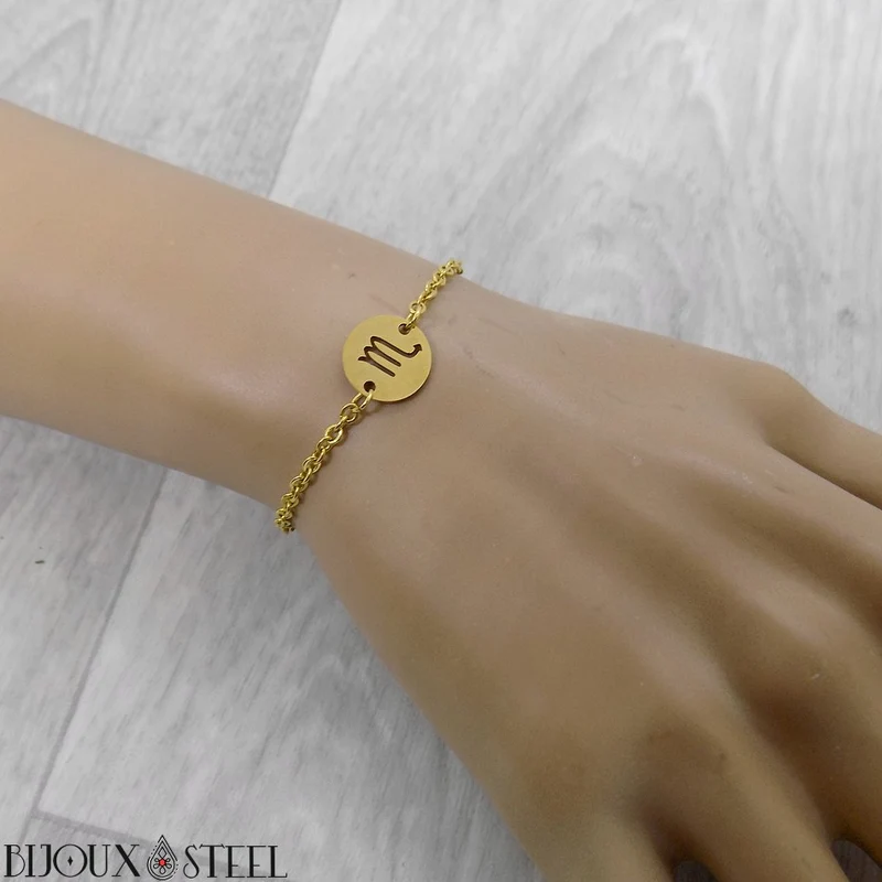Bracelet signe astrologique scorpion en acier inoxydable
