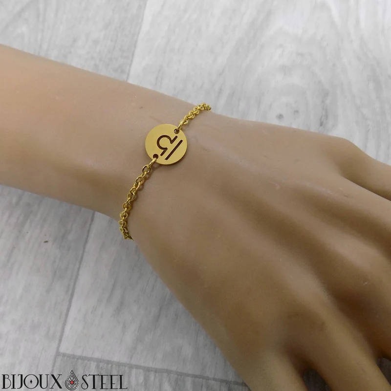 Bracelet signe astrologique balance en acier inoxydable
