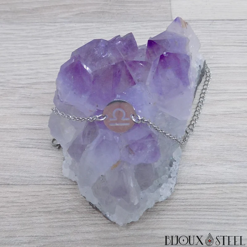 Bracelet signe astrologique balance en acier inoxydable