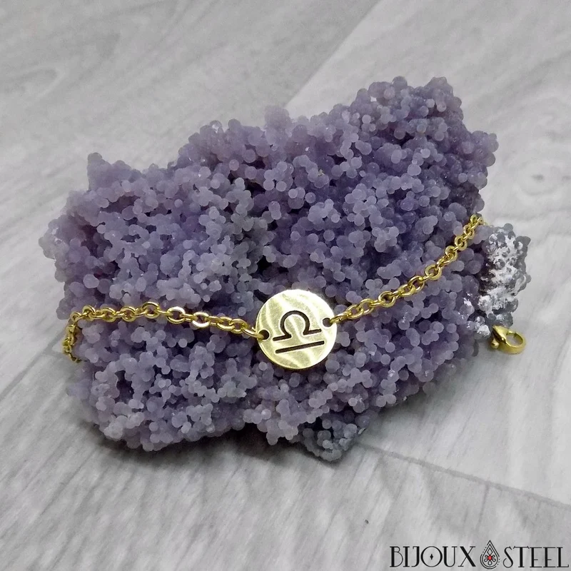 Bracelet signe astrologique balance en acier inoxydable