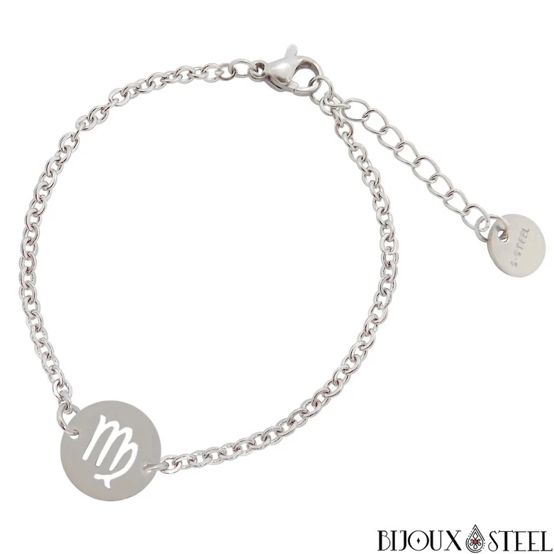 Bracelet signe astrologique vierge en acier inoxydable