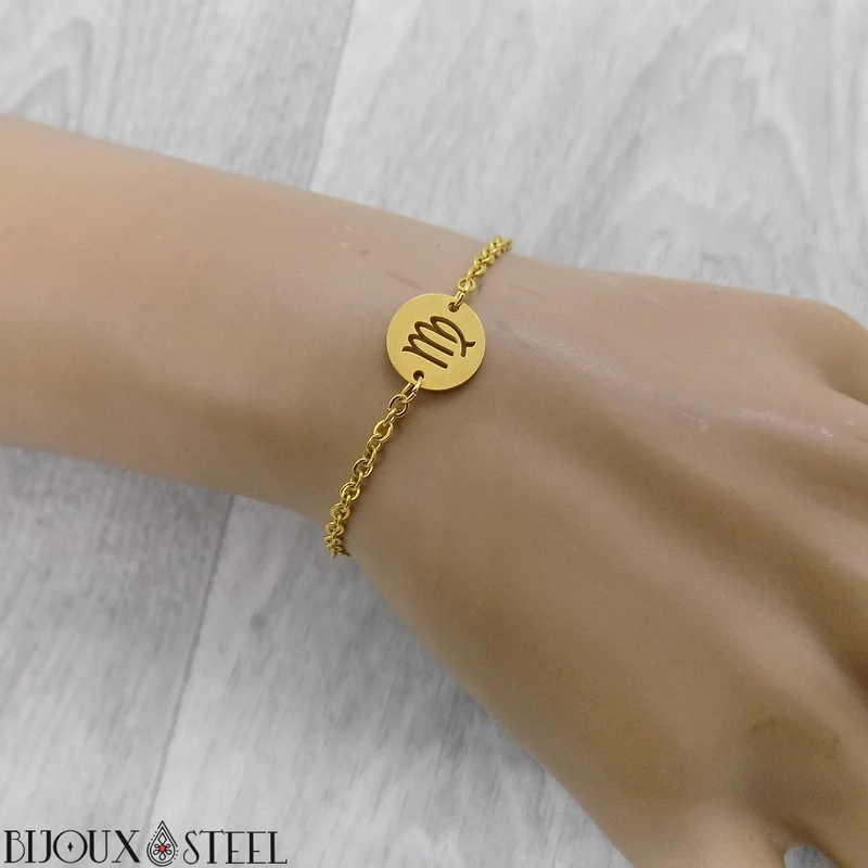 Bracelet signe astrologique vierge en acier inoxydable