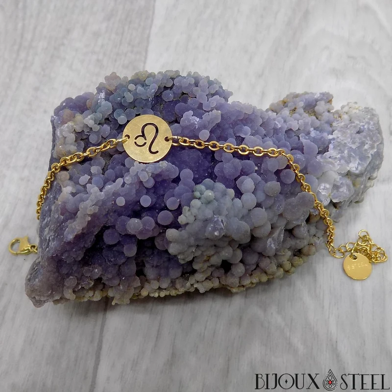 Bracelet signe astrologique lion en acier inoxydable