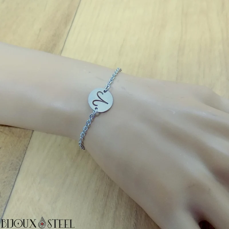 Bracelet signe astrologique bélier en acier inoxydable