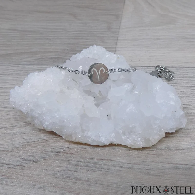 Bracelet signe astrologique bélier en acier inoxydable
