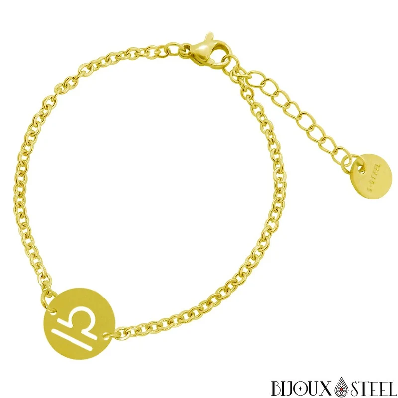 Bracelet doré à signe astrologique en acier inoxydable