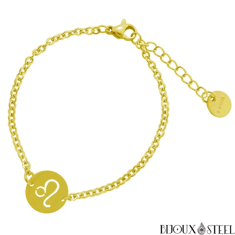 Bracelet doré à signe astrologique en acier inoxydable