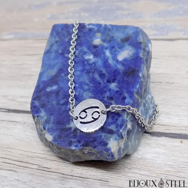Bracelet argenté à signe astrologique en acier inoxydable