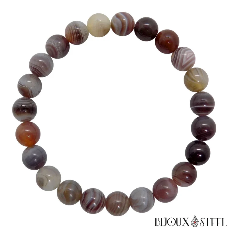 Bracelet en perles d'agate du Botswana 8mm